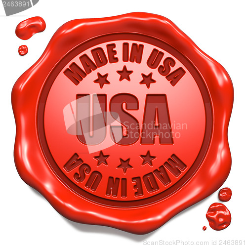 Image of Made in USA - Stamp on Red Wax Seal.