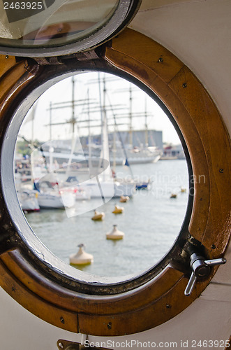 Image of Window of the ship, close up