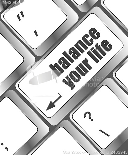 Image of balance your life button on computer keyboard
