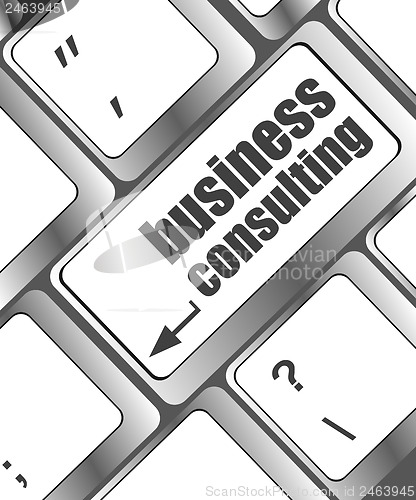 Image of Computer keyboard with business consulting key. business concept