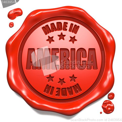 Image of Made in America - Stamp on Red Wax Seal.