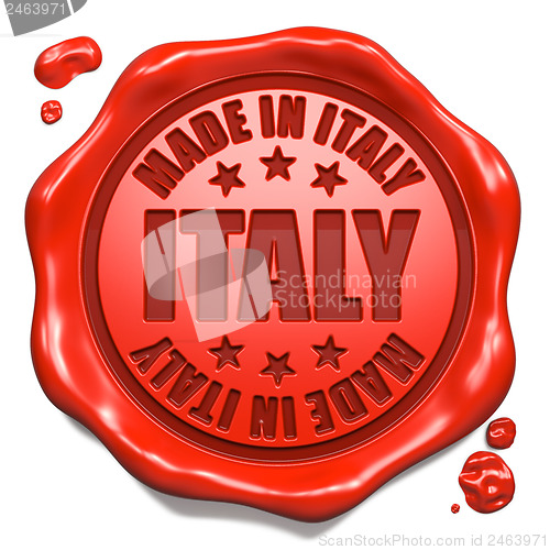 Image of Made in Italy - Stamp on Red Wax Seal.