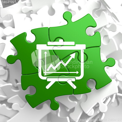 Image of Flipchart with Growth Chart Icon on Green Puzzle.
