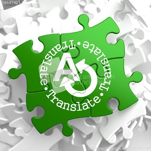 Image of Translating Concept  on Green Puzzle Pieces.