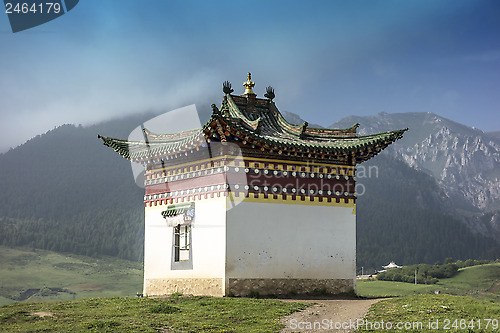 Image of Tibetan building in Langmusi ,Sichuan,