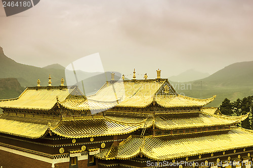 Image of Golden roof of Langmusi temple , sichuan