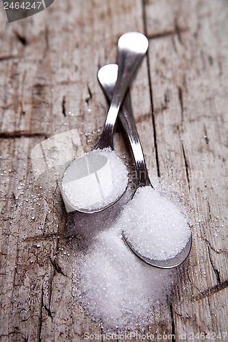 Image of sugar in two spoons