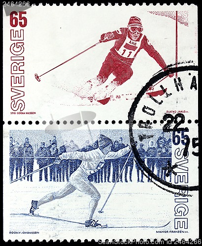 Image of Two Skiing Stamps