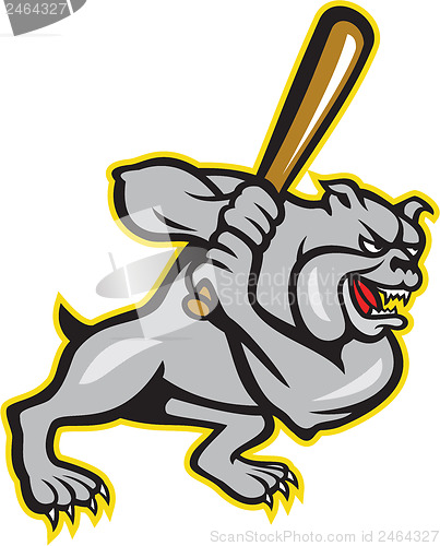 Image of Bulldog Dog Baseball Hitter Batting Cartoon