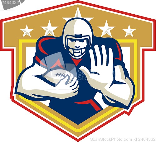 Image of American Football Running Back Fending Shield