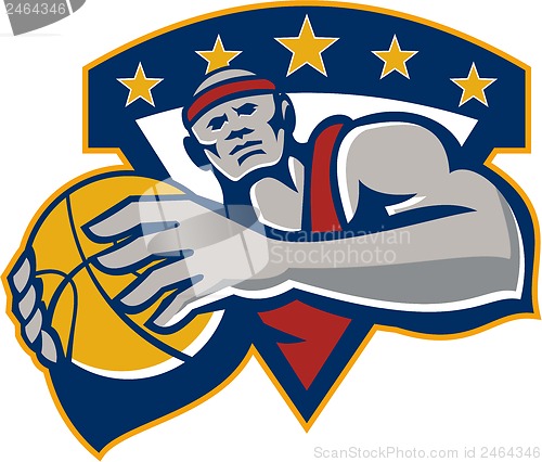 Image of Basketball Player Holding Ball Star Retro