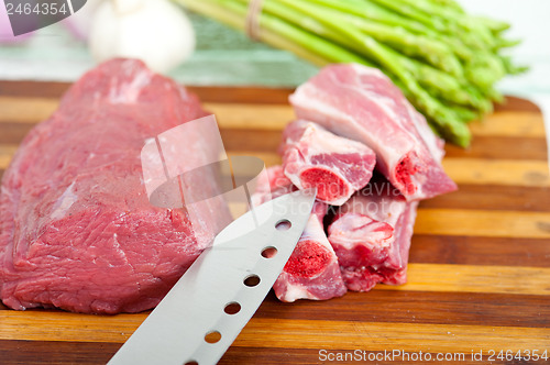 Image of raw beef and pork ribs