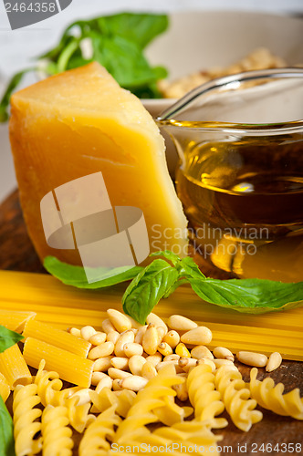 Image of Italian basil pesto pasta ingredients