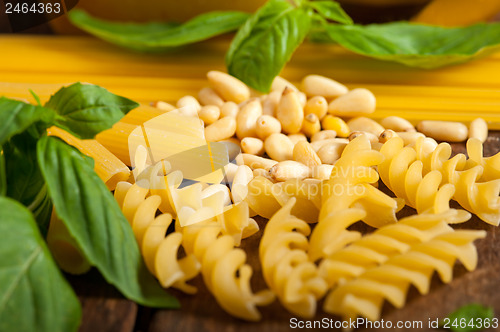 Image of Italian basil pesto pasta ingredients