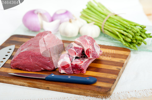 Image of raw beef and pork ribs