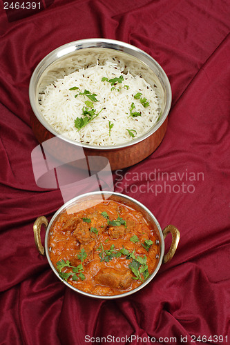 Image of Rogan josh and rice from above