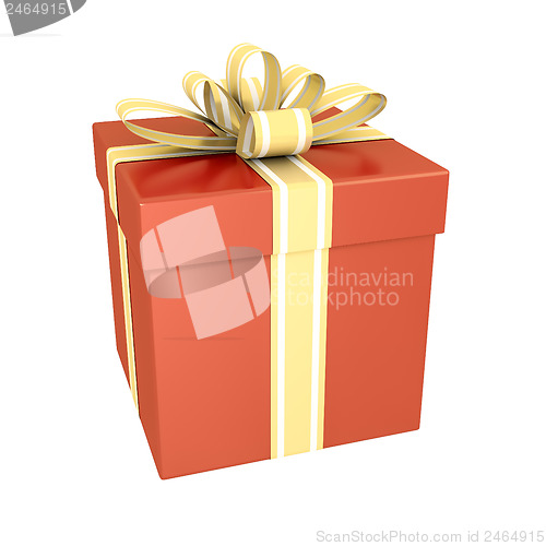 Image of red gift box isolated on white