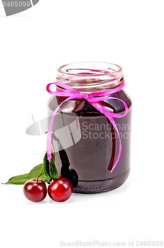 Image of Jam cherry in a glass jar