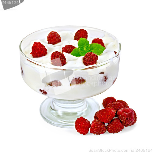 Image of Yogurt thick with raspberries and mint