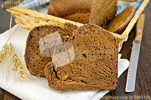 Image of Rye homemade bread with ears on board