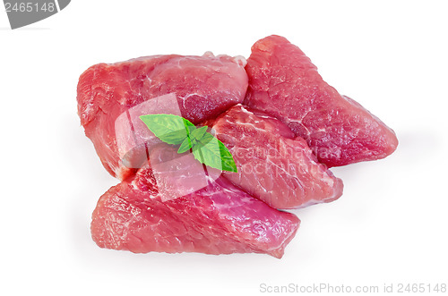 Image of Meat pork slices with basil