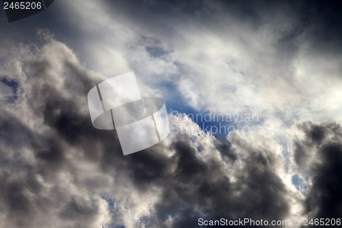 Image of Sky with sunlight storm clouds