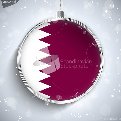 Image of Merry Christmas Silver Ball with Flag Qatar