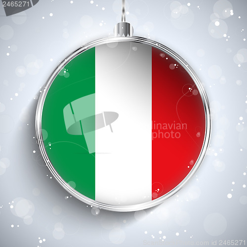Image of Merry Christmas Silver Ball with Flag Italy