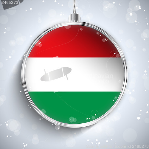 Image of Merry Christmas Silver Ball with Flag Hungary
