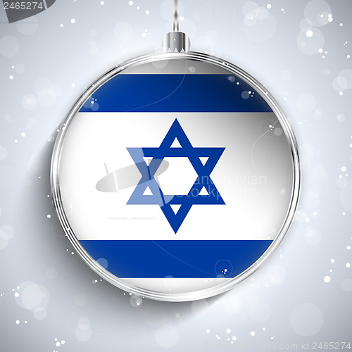 Image of Merry Christmas Silver Ball with Flag Israel