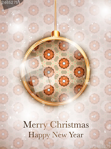 Image of Merry Christmas Flower Balls with Retro Background