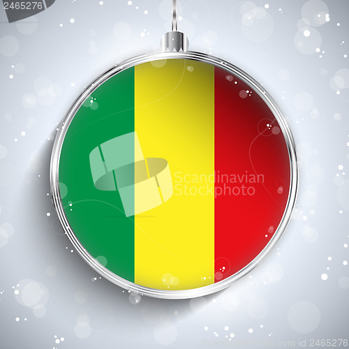 Image of Merry Christmas Silver Ball with Flag Mali