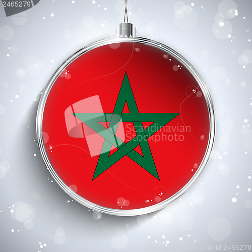Image of Merry Christmas Silver Ball with Flag Morocco