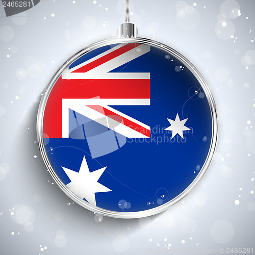 Image of Merry Christmas Silver Ball with Flag Australia