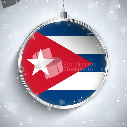 Image of Merry Christmas Silver Ball with Flag Cuba
