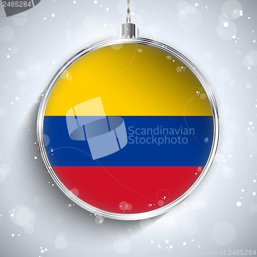 Image of Merry Christmas Silver Ball with Flag Colombia