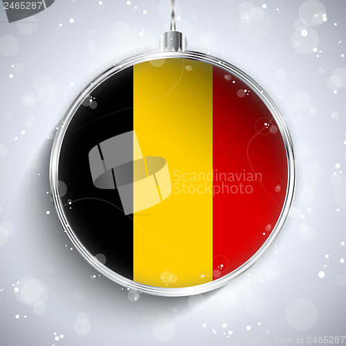 Image of Merry Christmas Silver Ball with Flag Belgium