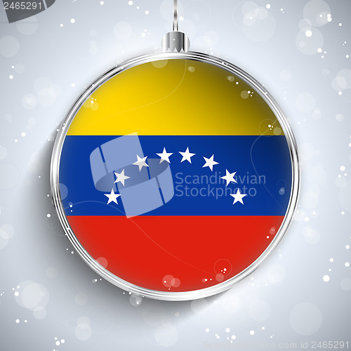 Image of Merry Christmas Silver Ball with Flag Venezuela