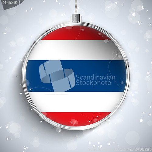 Image of Merry Christmas Silver Ball with Flag Thailand