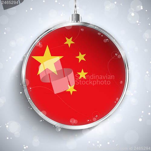 Image of Merry Christmas Silver Ball with Flag China