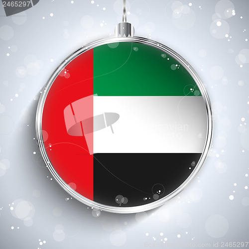 Image of Merry Christmas Silver Ball with Flag Emirates