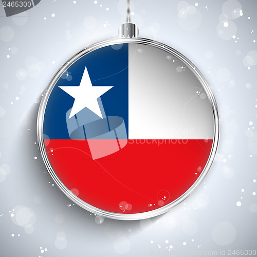 Image of Merry Christmas Silver Ball with Flag Chile