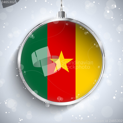 Image of Merry Christmas Silver Ball with Flag Cameroon