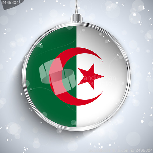 Image of Merry Christmas Silver Ball with Flag Algeria