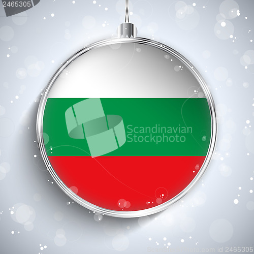 Image of Merry Christmas Silver Ball with Flag Bulgaria