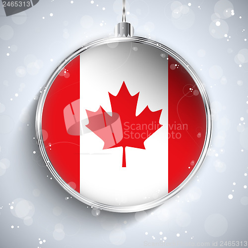 Image of Merry Christmas Silver Ball with Flag Canada