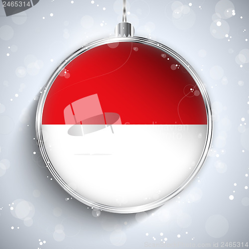 Image of Merry Christmas Silver Ball with Flag Monaco