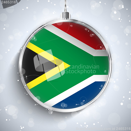 Image of Merry Christmas Silver Ball with Flag South Africa