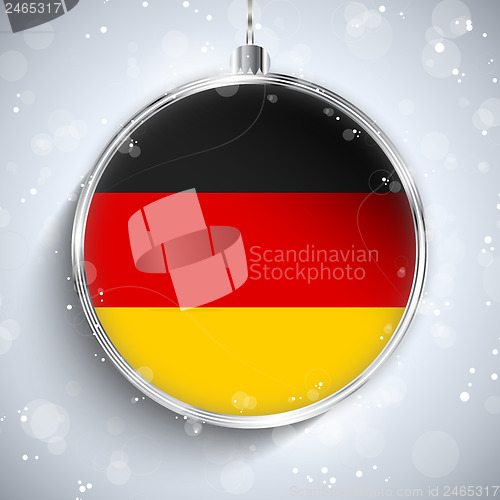 Image of Merry Christmas Silver Ball with Flag Germany