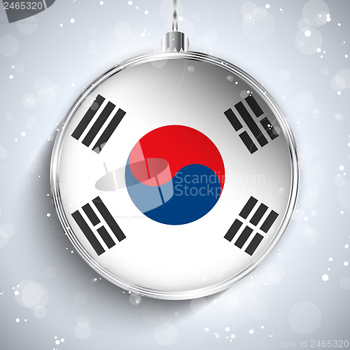 Image of Merry Christmas Silver Ball with Flag South Korea